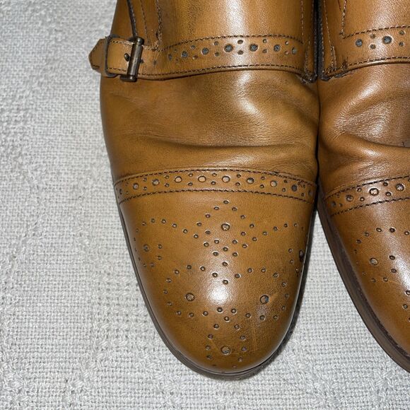 Aldo Men’s Double Monk Dress Shoes Size 43 U.S. 10 M Tan Leather Business Formal main image 6